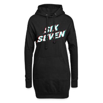 Six Seven 67 Meme Glitch Typografie - Hoodie-Kleid - Schwarz - Vorne