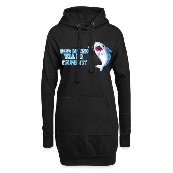 Feed Me and Tell Me I’m Pretty – Kawaii Shark Desi - Hoodie-Kleid - Schwarz - Vorne