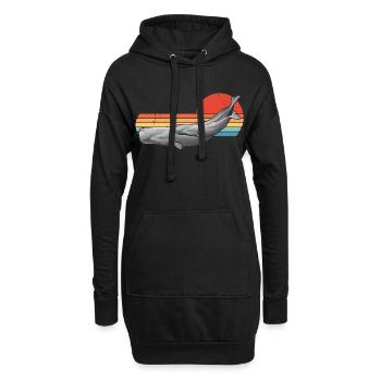 Pottwal Retro Sonnenuntergang - Hoodie-Kleid - Schwarz - Vorne