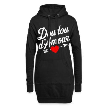Valentinstags-Liebes-Kuschelzeug-Paar - Hoodie-Kleid - Schwarz - Vorne