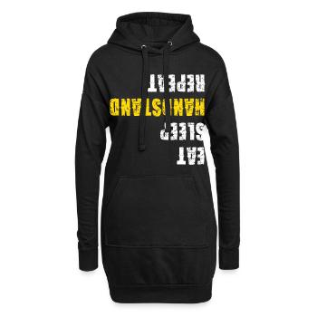 Mange, Dors, Équilibre Mains, Gymnastique répétée - Sweat-shirt à capuche long Femme - noir - Devant