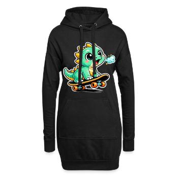 Héros du skateboard Dino vert - Sweat-shirt à capuche long Femme - noir - Devant