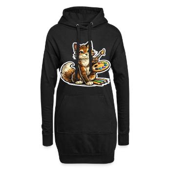 Katzenkünstler Pinselpoesie - Hoodie-Kleid - Schwarz - Vorne