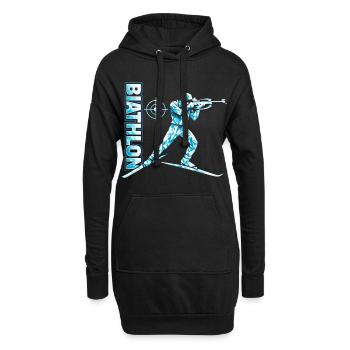 Biathlon Lustig Spruch Skilanglauf - Hoodie-Kleid - Schwarz - Vorne