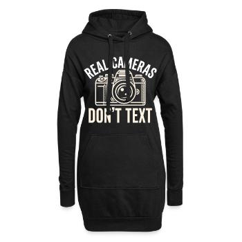 Real Cameras Don’t Text Statement - Hoodie-Kleid - Schwarz - Vorne