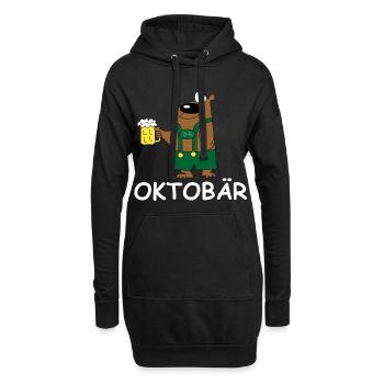 Oktobär Bierheld Illustration Party grillen Bier - Hoodie-Kleid - Schwarz - Vorne