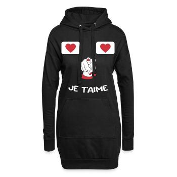 Humour Message Amour Saint-Valentin - Sweat-shirt à capuche long Femme - noir - Devant