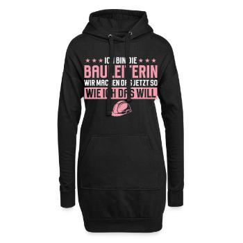 Bauleiterin Lustiger Spruch Baustelle - Hoodie-Kleid - Schwarz - Vorne