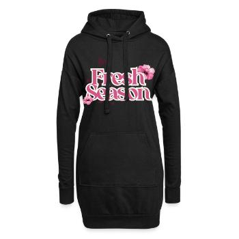 Frische Saison-Blumenschrift - Hoodie-Kleid - Schwarz - Vorne