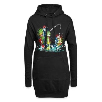 Fischerlegende Fischerfisch - Hoodie-Kleid - Schwarz - Vorne