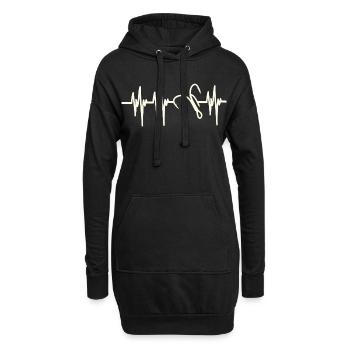 Heartbeat Angelhaken - Hoodie-Kleid - Schwarz - Vorne