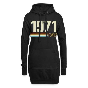 Février 1971 - Février 1971 Anniversaire 1971 - Sweat-shirt à capuche long Femme - noir - Devant