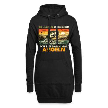 Angeln Geschenk Mann Angler Papa Re Lachs Modus - Hoodie-Kleid - Schwarz - Vorne
