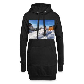 Snowboard sur une pente ensoleillée - Sweat-shirt à capuche long Femme - noir - Devant