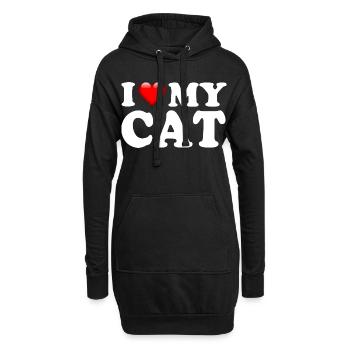 J’adore mon design adorateur de chat mignon - Sweat-shirt à capuche long Femme - noir - Devant