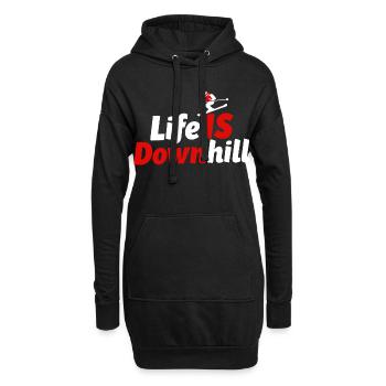 La vie, c’est le ski alpin, les sports d’hiver en montagne - Sweat-shirt à capuche long Femme - noir - Devant