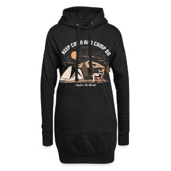 Bleib ruhig und camp beim lustigen Camping - Hoodie-Kleid - Schwarz - Vorne