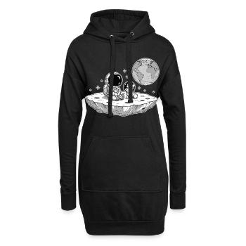 Astronaut Hund Bulldog Space - Hoodie-Kleid - Schwarz - Vorne