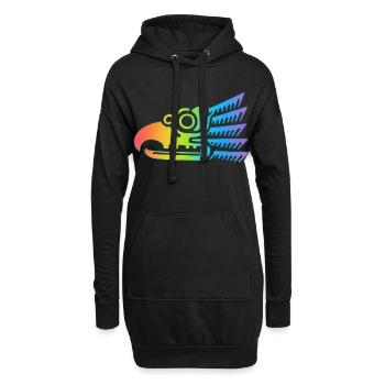Mehrfarbiger Stammesvogelkopf - Hoodie-Kleid - Schwarz - Vorne