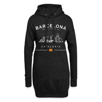 Silhouette de la Catalogne de la Skyline de Barcelone - Sweat-shirt à capuche long Femme - noir - Devant