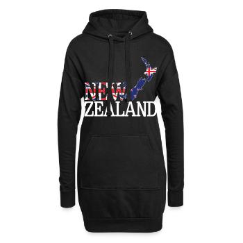Carte terrestre de la Nouvelle-Zélande - Sweat-shirt à capuche long Femme - noir - Devant