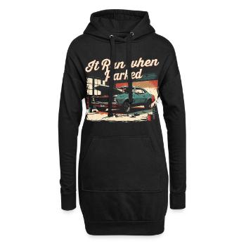 Auto Restauration It Ran When Parked - Hoodie-Kleid - Schwarz - Vorne
