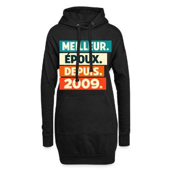 Meilleur Époux Depuis 2009 Anniversaire - Sweat-shirt à capuche long Femme - noir - Devant