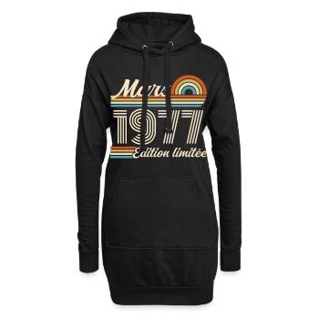49th Birthday Gift - Born in March 1977 - Hoodie Dress - black - Front