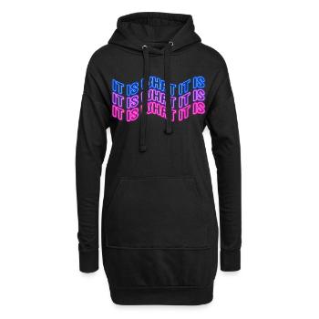 Es ist, was es ist (Phrase) Neonschilder-Stil - Hoodie-Kleid - Schwarz - Vorne