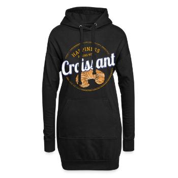 Croissant Snack Vintage France Souvenir rétro - Sweat-shirt à capuche long Femme - noir - Devant