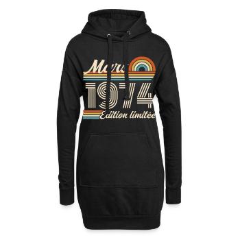 52e Cadeau d’anniversaire - Né en mars 1974 - Sweat-shirt à capuche long Femme - noir - Devant