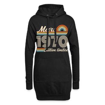56e Cadeau d’anniversaire - Né en mars 1970 - Sweat-shirt à capuche long Femme - noir - Devant