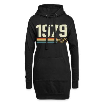 Vintage März 1979 - Hoodie-Kleid - Schwarz - Vorne