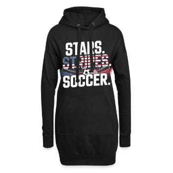 Stars Stripes Soccer – USA Fußball Fan - Hoodie-Kleid - Schwarz - Vorne