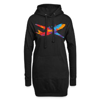 Flugzeug bunt Flieger Kinder Herren Jungen Pilot - Hoodie-Kleid - Schwarz - Vorne