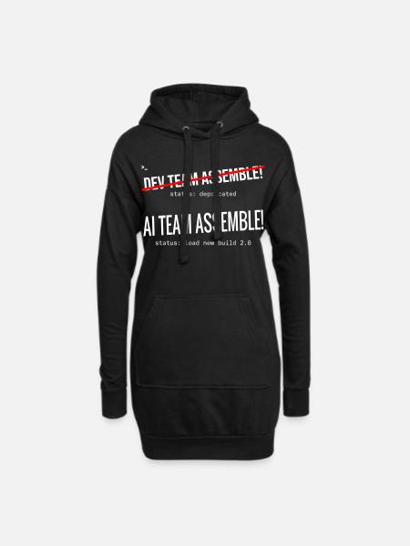AI Team Assemble – Typografik - Hoodie-Kleid - Schwarz