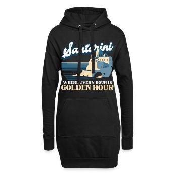Santorini Where Every Hour Is Golden Hour - Hoodie-Kleid - Schwarz - Vorne