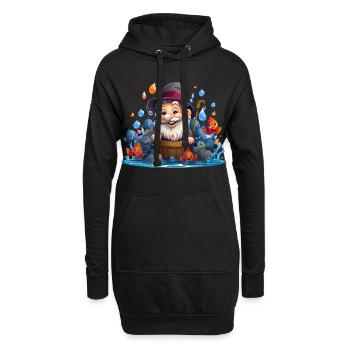 Pêcheur joyeux avec des poissons colorés - Sweat-shirt à capuche long Femme - noir - Devant