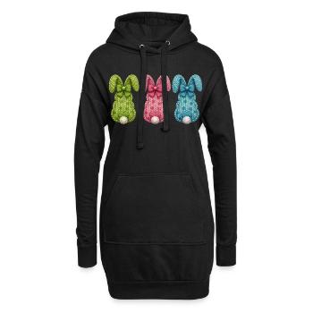 Ostern Drei Osterhasen von hinten in einer Reihe  - Hoodie-Kleid - Schwarz - Vorne
