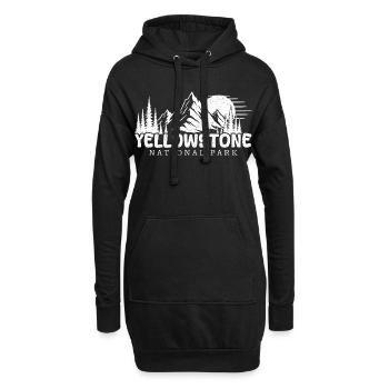 Wanderer im Yellowstone-Nationalpark - Hoodie-Kleid - Schwarz - Vorne