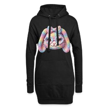 Hase Herzbrille Häschen Pastell Regenbogen Ostern - Hoodie-Kleid - Schwarz - Vorne