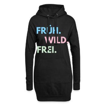 Früh Wild Frei – Frühlingsfest Festival Outfit - Hoodie-Kleid - Schwarz - Vorne
