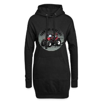 Farm Vibes – Roter Traktor Retro Halftone - Hoodie-Kleid - Schwarz - Vorne