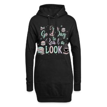 Bonjour Lire le livre - Sweat-shirt à capuche long Femme - noir - Devant