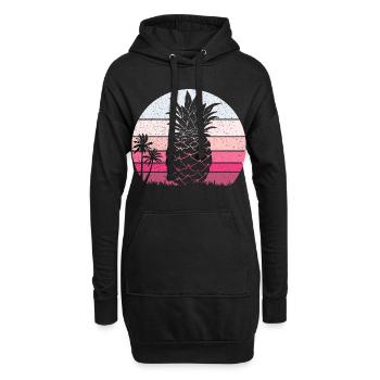 Pineapple Summer Sunset Vintage Beach - Sweat-shirt à capuche long Femme - noir - Devant
