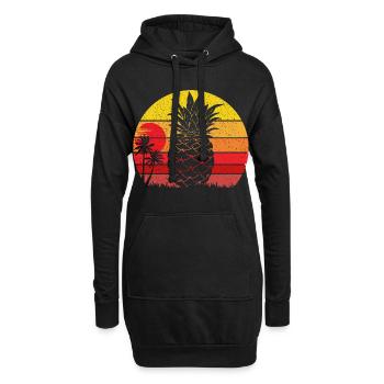 Coucher de soleil de plage vintage d’été à l’ananas - Sweat-shirt à capuche long Femme - noir - Devant
