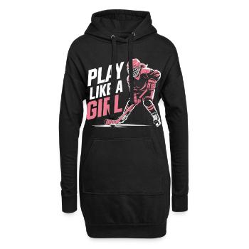 Maillot filles de hockey sur glace – Jouez comme une fille - Sweat-shirt à capuche long Femme - noir - Devant