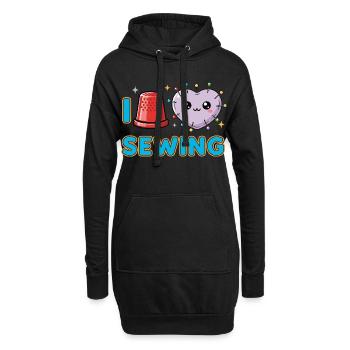 I Love Sewing Nähen - Hoodie-Kleid - Schwarz - Vorne