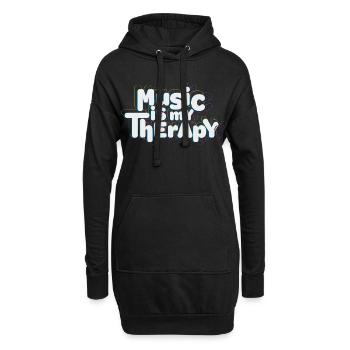 La musique est ma thérapie - Sweat-shirt à capuche long Femme - noir - Devant