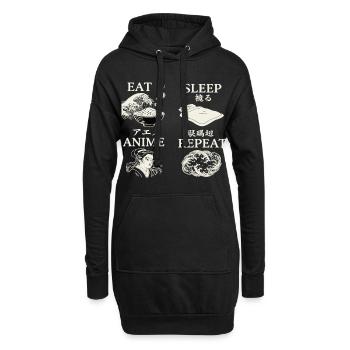 EAT SLEEP ANIME REPEAT - Hoodie Dress - black - Front